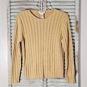 TALBOTS Petites Sweater L Beige Casual Knit Classic Preppy Coastal Grandmother